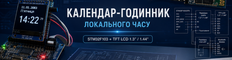 Календар-годинник на STM32F103 із TFT-дисплеєм та Bluetooth-синхронізацією